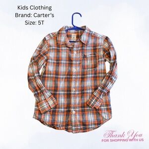 Carter's Orange and Blue Plaid Button Down Shirt